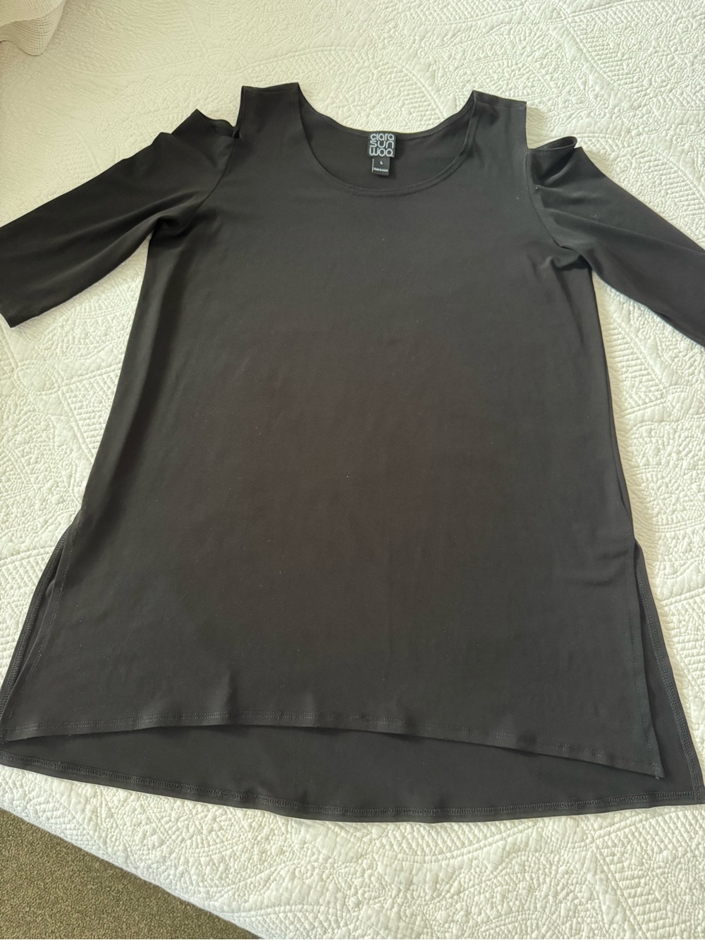 Clara Sun Woo Black Cold-Shoulder Tunic